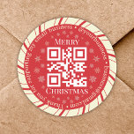 Adesivo Redondo obrigado para sua pequena empresa qr code christma<br><div class="desc">obrigado elegante seu pequeno negócio qr code christmas red e white Classic Round Sticker com flocos de neve</div>