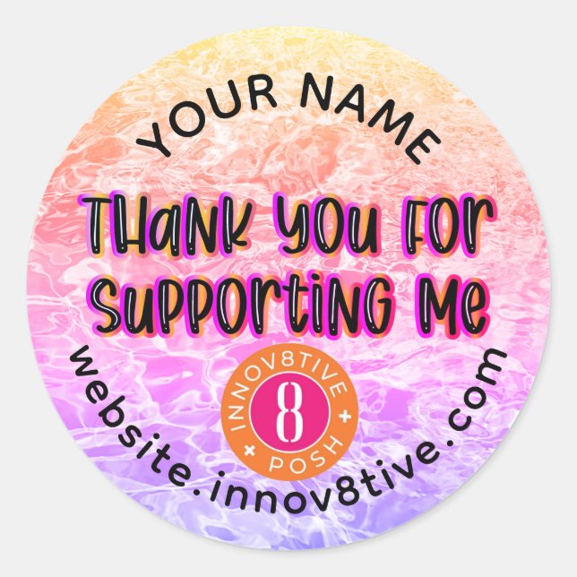 Adesivo Redondo Obrigado, parte 8 do texto (Frente)