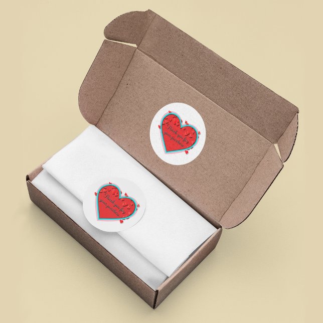 Adesivo Redondo Obrigado pela compra de flores cardíacas pastel (Criador carregado)