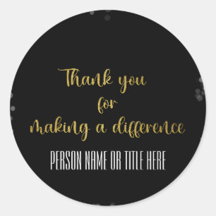 Adesivo Redondo Obrigado pela diferença de Fazer