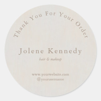 Adesivo Redondo Obrigado pela sua encomenda Textura Neutra Mínima