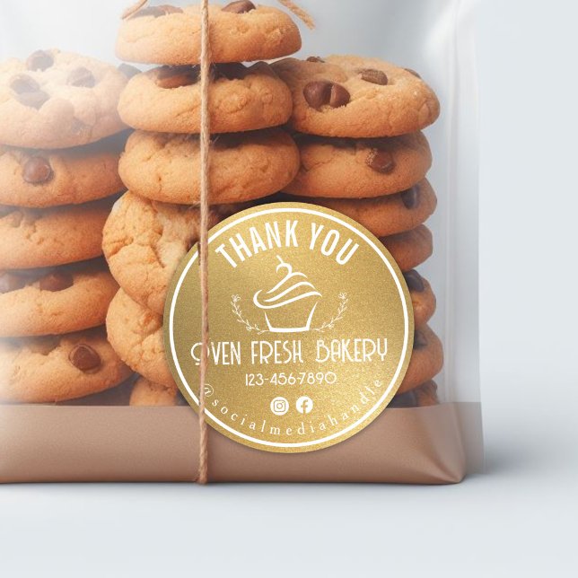 Adesivo Redondo Obrigado Pela Sua Pesquisa De Cupcakes De Negócios (Criador carregado)