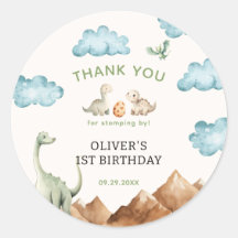 Obrigado pelo aniversário das crianças dinossauros