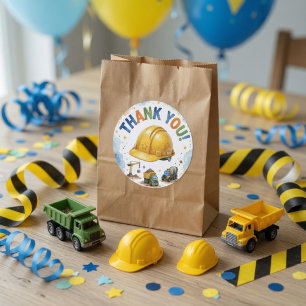 Adesivo Redondo Obrigado pelo Aniversário de Construção