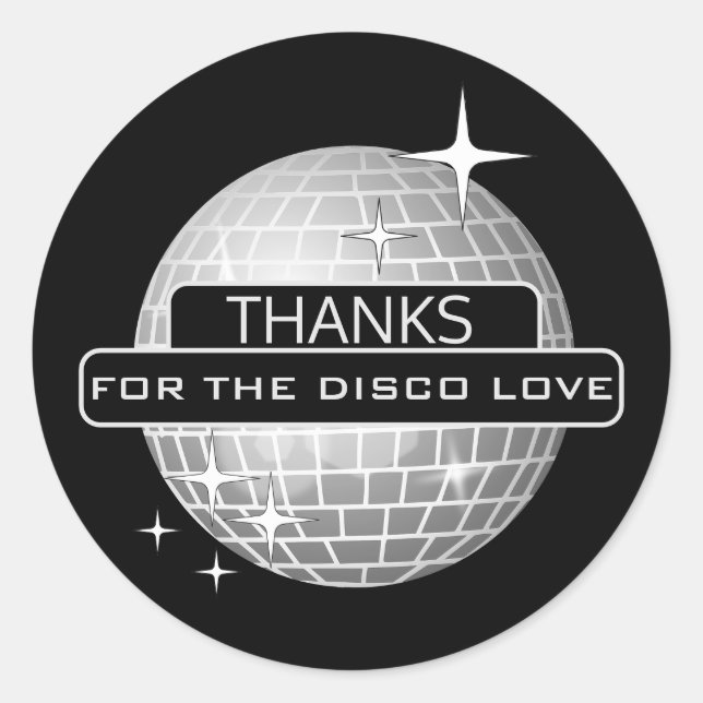 Adesivo Redondo OBRIGADO Pelo Aniversário Retrô da Bola do Amor do (Frente)