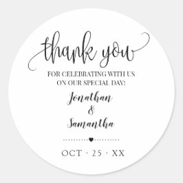 Adesivo Redondo Obrigado pelo casamento de chá de panela minimalis