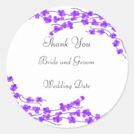 Adesivo Redondo Obrigado pelo Casamento Flor de Roxo