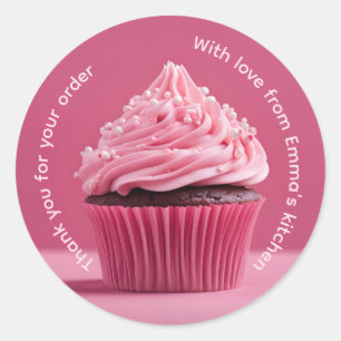 Adesivo Redondo Obrigado pelo cupcake do seu pedido
