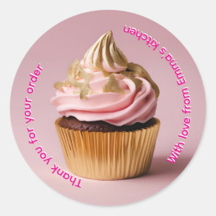Adesivo Redondo Obrigado pelo cupcake do seu pedido