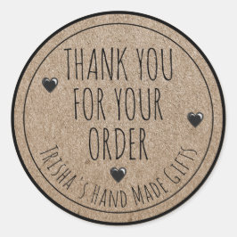 Adesivo Redondo Obrigado Pelo Estilo De Fundo Do Kraft Encomendado