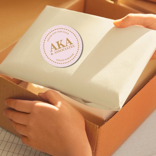 Adesivo Redondo Obrigado pelo Monograma Dourado Rosa Comprado (Criador carregado)