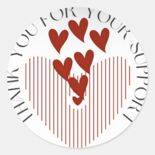 Adesivo Redondo Obrigado Pelo Seu Apoio A Red Heart Round Sticker