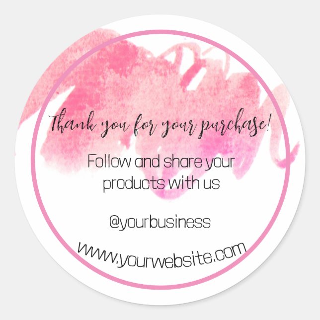 Adesivo Redondo Obrigado Pelo Seu Autocolante De Negócios (Frente)