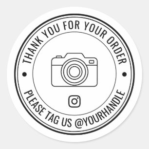 Adesivo Redondo Obrigado pelo seu pacote de marcação do Instagram