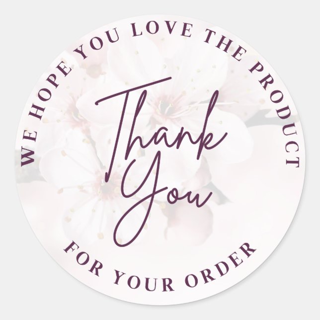 Adesivo Redondo Obrigado pelo seu pedido de fornecimento para pequ (Frente)