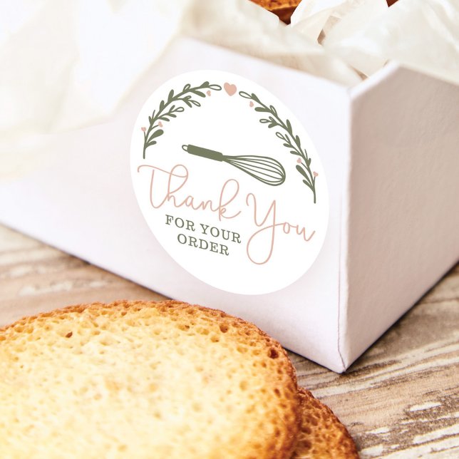 Adesivo Redondo Obrigado Pelo Seu Pedido De Panificação De Whisk & (Criador carregado)