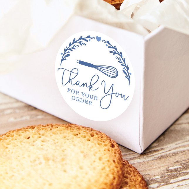 Adesivo Redondo Obrigado Pelo Seu Pedido De Panificação De Whisk & (Criador carregado)