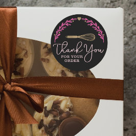 Adesivo Redondo Obrigado Pelo Seu Pedido De Panificação Dourada Wh