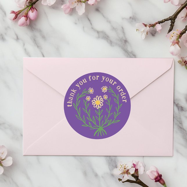 Adesivo Redondo "Obrigado pelo seu pedido", personalizado Daisy De ("Thank you for your order" Daisy Design Custom Classic Round Sticker
)