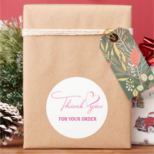 Adesivo Redondo Obrigado pelo seu pedido, Pink Heart