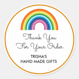 Adesivo Redondo Obrigado Pelo Seu Pedido Rainbow