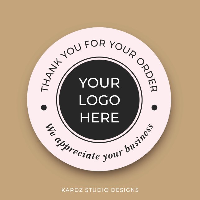 Adesivo Redondo Obrigado pelo seu pedido Round Sticker (Personalize these stickers with your logo for a complete branding look in your business.)