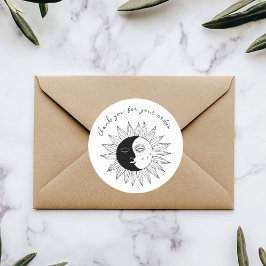 Adesivo Redondo "Obrigado pelo seu pedido" Sol e Lua Personalizado