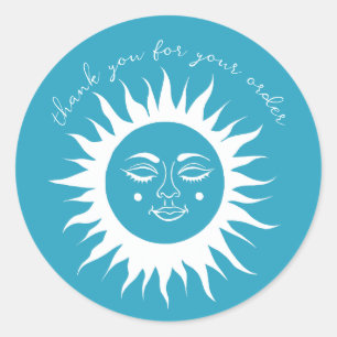 Adesivo Redondo "Obrigado pelo seu pedido" Sol Personalizado