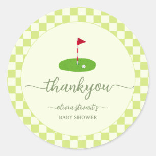 Adesivo Redondo Obrigado pelo tema Green Golf para baby shower
