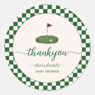 Adesivo Redondo Obrigado pelo tema Green Golf para chá de bebê