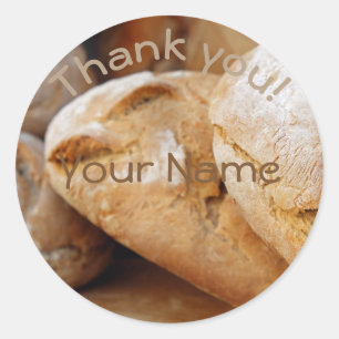 Adesivo Redondo Obrigado personalizado de Bread você