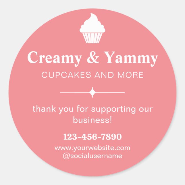 Adesivo Redondo Obrigado Personalizado Por Apoiar A Nossa Empresa (Frente)