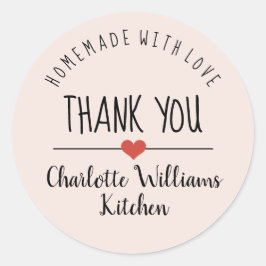 Adesivo Redondo Obrigado, pincelado, casado rosa, com amor