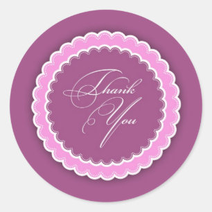 Adesivo Redondo Obrigado Pink Purple Polka