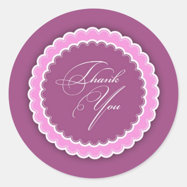 Adesivo Redondo Obrigado Pink Purple Polka (Frente)