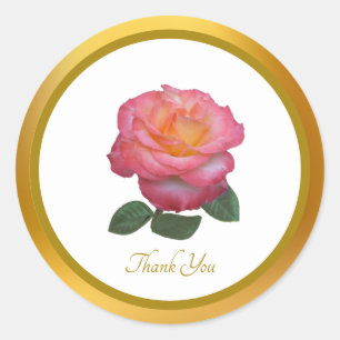 Adesivo Redondo Obrigado, Pink Rose Sticker