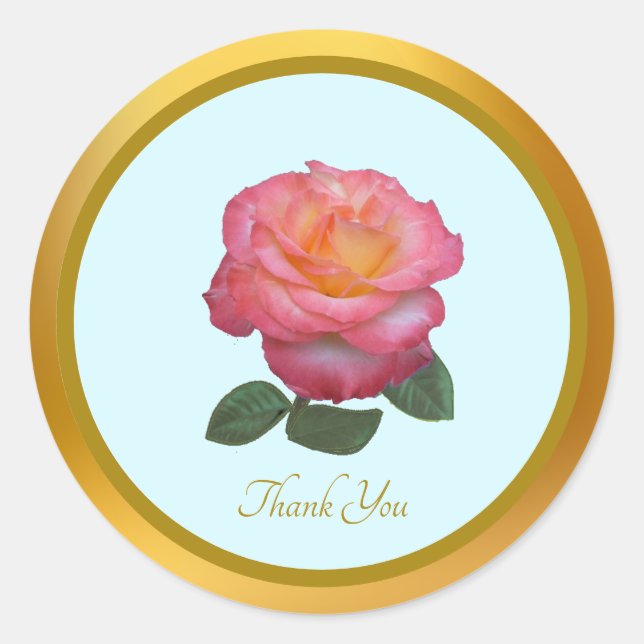 Adesivo Redondo Obrigado, Pink Rose Sticker (Frente)