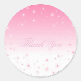 Adesivo Redondo Obrigado Pink Stars