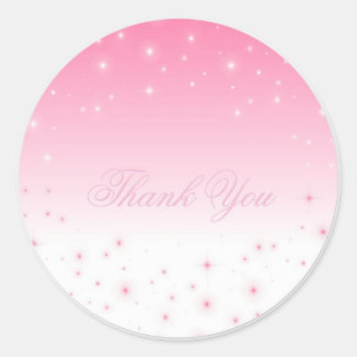 Adesivo Redondo Obrigado Pink Stars