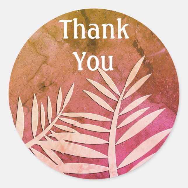 Adesivo Redondo Obrigado Planta Folha Silhouette Multipropósito (Frente)