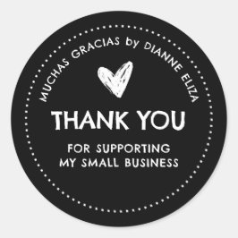 Adesivo Redondo Obrigado Por Apoiar A Minha Pequena Empresa