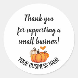 Adesivo Redondo Obrigado por apoiar as pequenas empresas