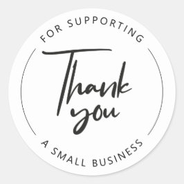 Adesivo Redondo Obrigado por apoiar uma pequena empresa" elegante