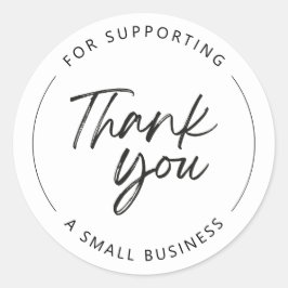 Adesivo Redondo Obrigado por apoiar uma pequena empresa" elegante