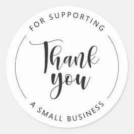 Adesivo Redondo Obrigado por apoiar uma pequena empresa" elegante