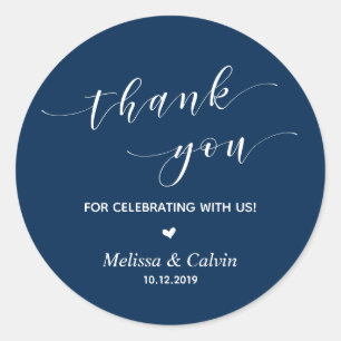 Adesivo Redondo Obrigado por celebrar conosco Marinho Blue