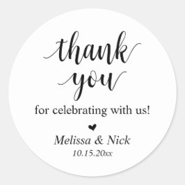 Adesivo Redondo Obrigado por celebrar conosco o Sticker Casado