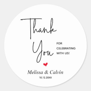 Adesivo Redondo Obrigado por celebrar conosco o Sticker Casado