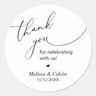 Adesivo Redondo Obrigado por celebrar conosco o Sticker Casado