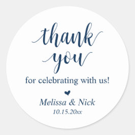 Adesivo Redondo Obrigado por celebrar conosco o Sticker Casado